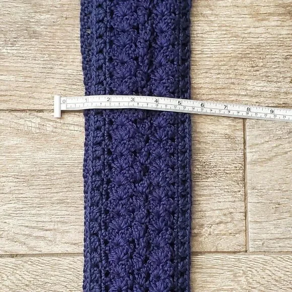 BOGO Scarf Sale - Hand Crafted navy blue crochet scarf - Picture 6 of 7